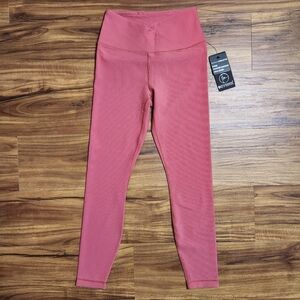 NWT 90 Degree by Reflex Pink Ribbed Ankle Leggings Size Small